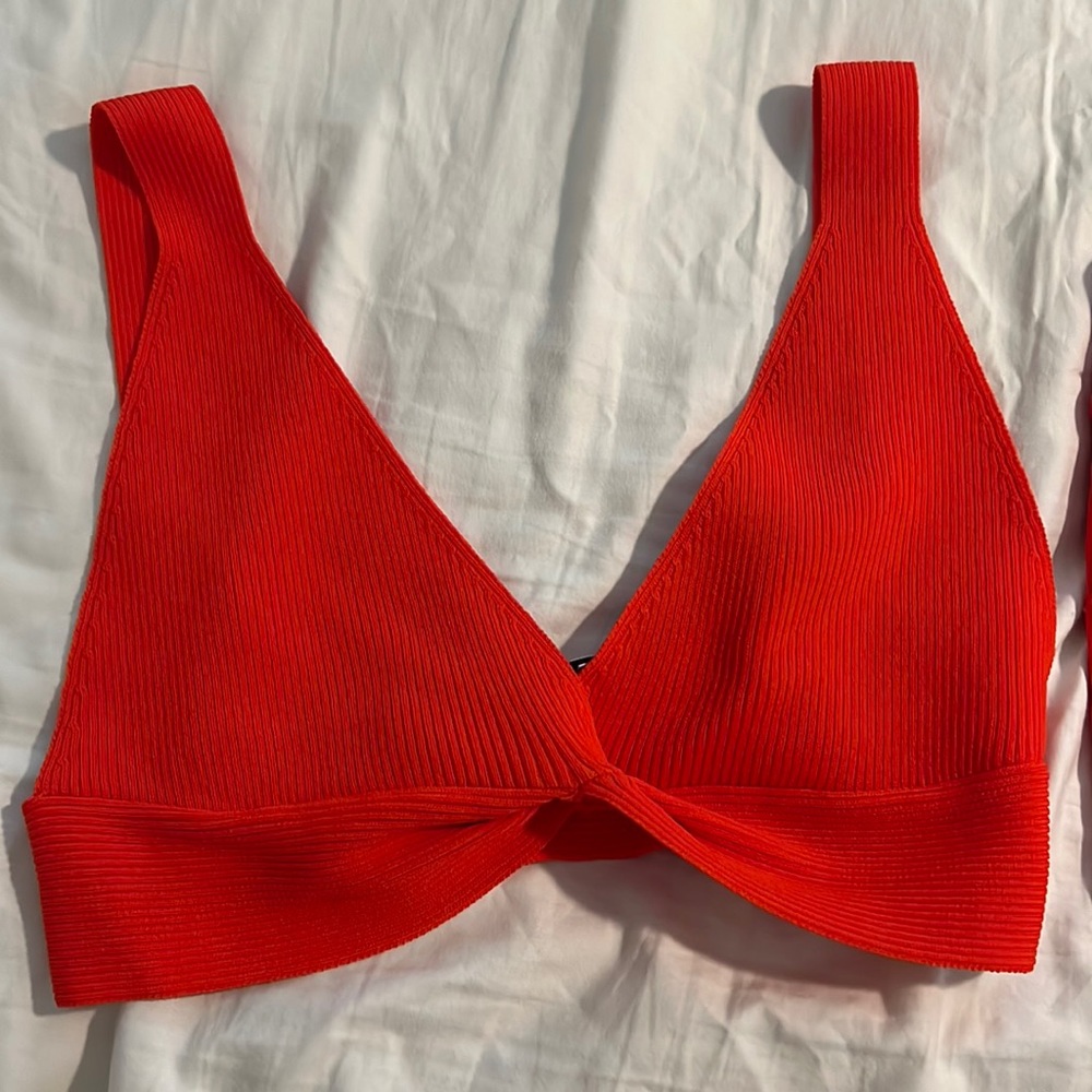 Bright Red Knit Top